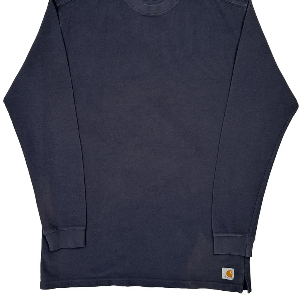 Waffle Knit Carhartt Long Sleeve T-Shirt - Large Grey Cotton - Image 4