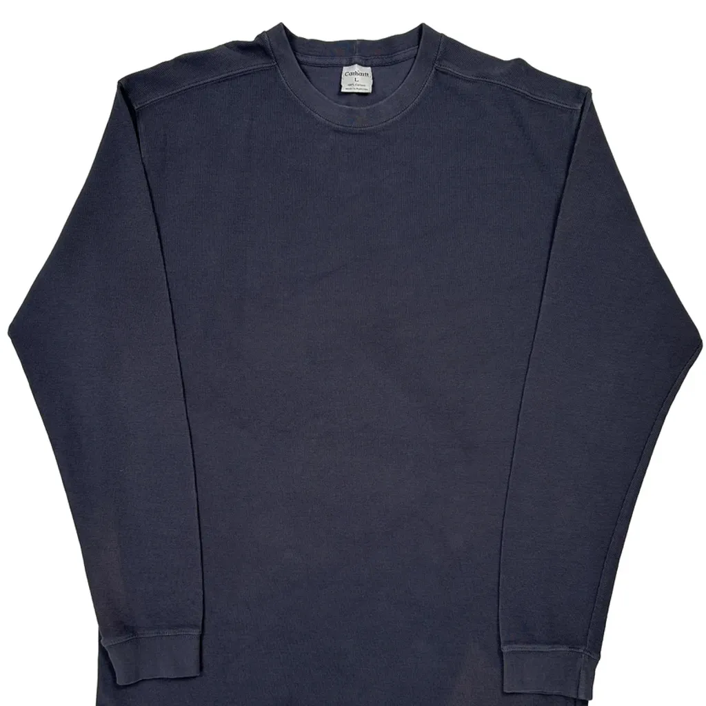 Waffle Knit Carhartt Long Sleeve T-Shirt - Large Grey Cotton - Image 5