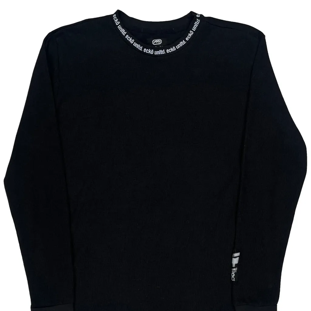 Waffle Knit Ecko Unltd Long Sleeve T-Shirt - 2XL Black Cotton - Image 4