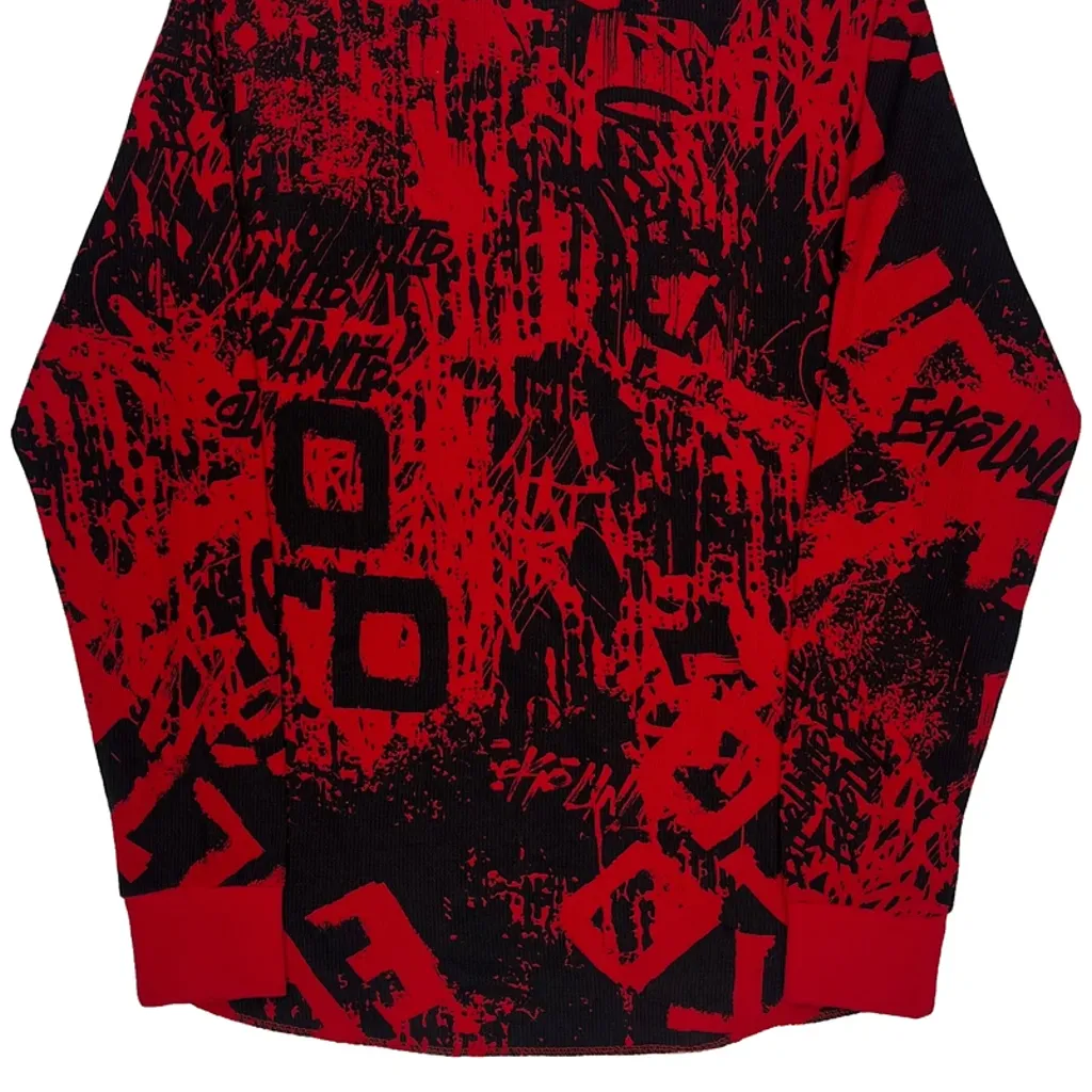 Waffle Knit Ecko Unltd Long Sleeve T-Shirt - Small Red Cotton - Image 6