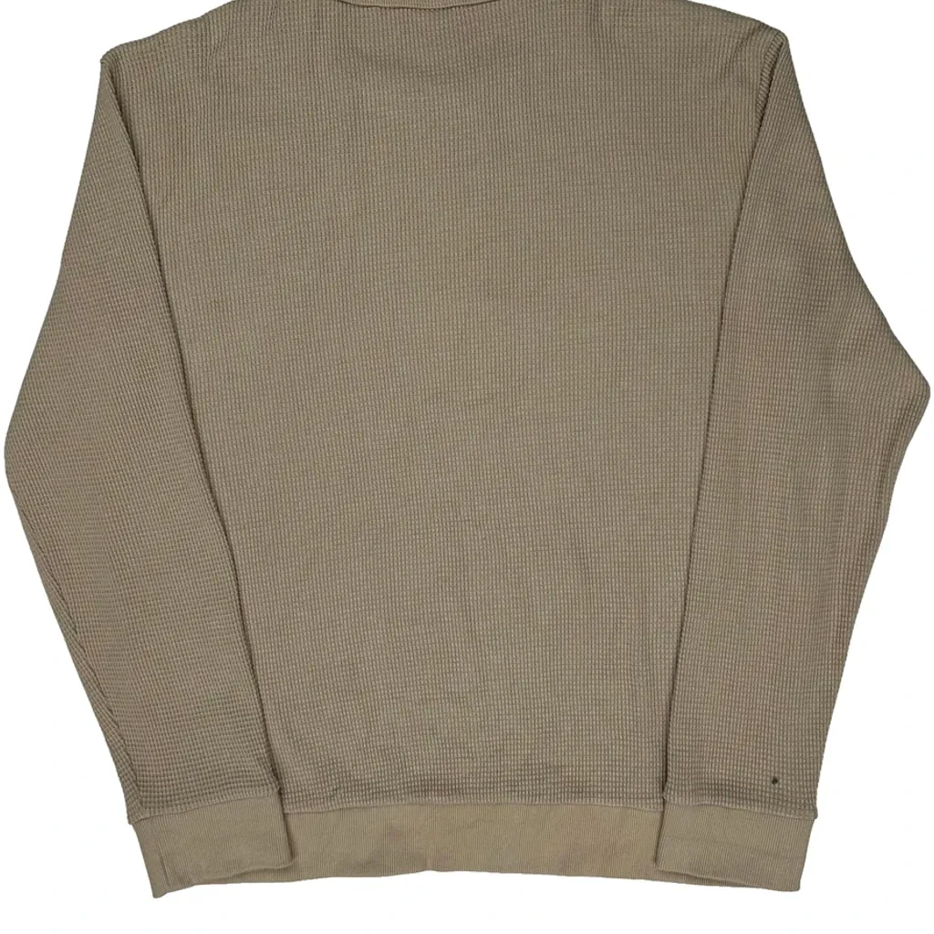 Waffle Knit Quiksilver Long Sleeve T-Shirt - Large Beige Cotton - Image 7