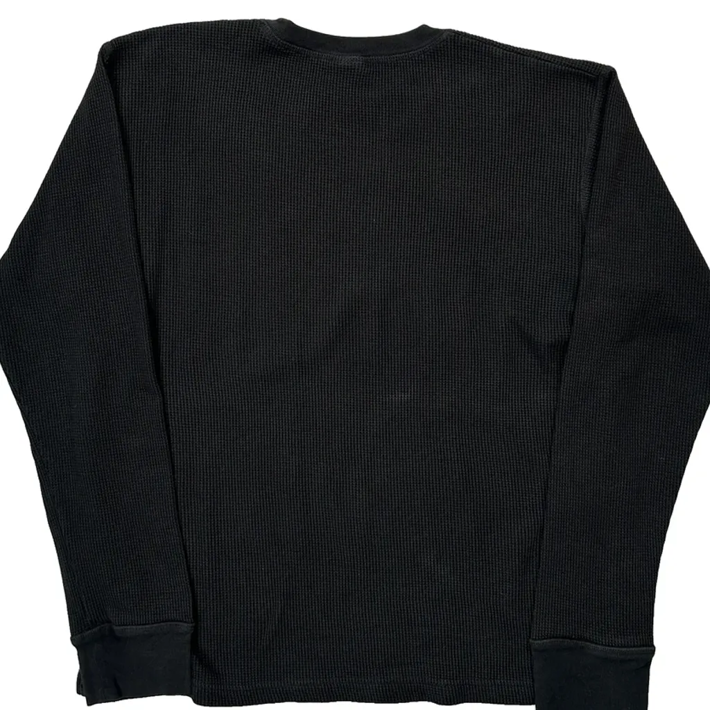 Waffle Knit Tommy Hilfiger Long Sleeve T-Shirt - XL Black Cotton Blend - Image 7