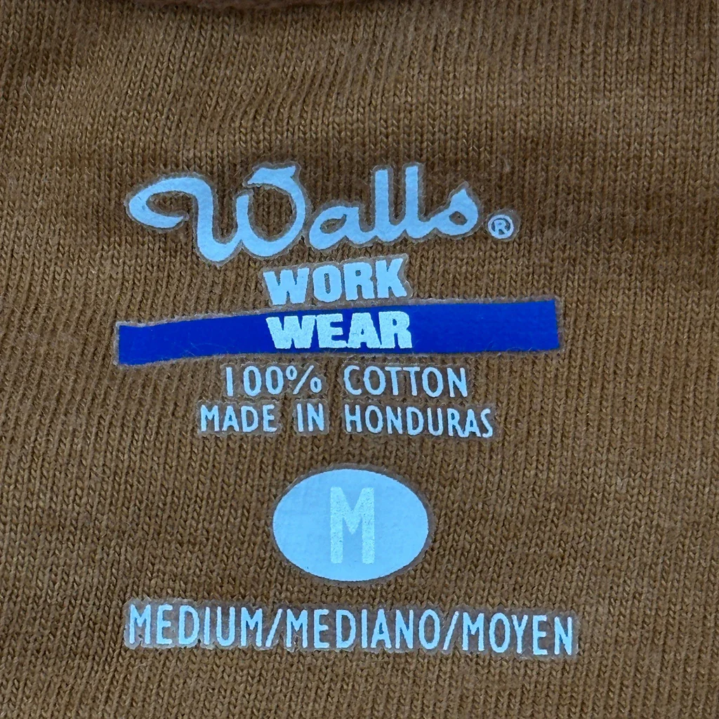Walls Henley Work Long Sleeve T-Shirt - Medium Brown Cotton - Image 3