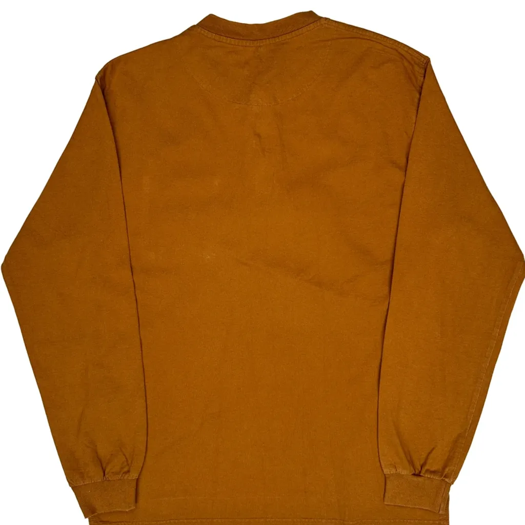 Walls Henley Work Long Sleeve T-Shirt - Medium Brown Cotton - Image 7