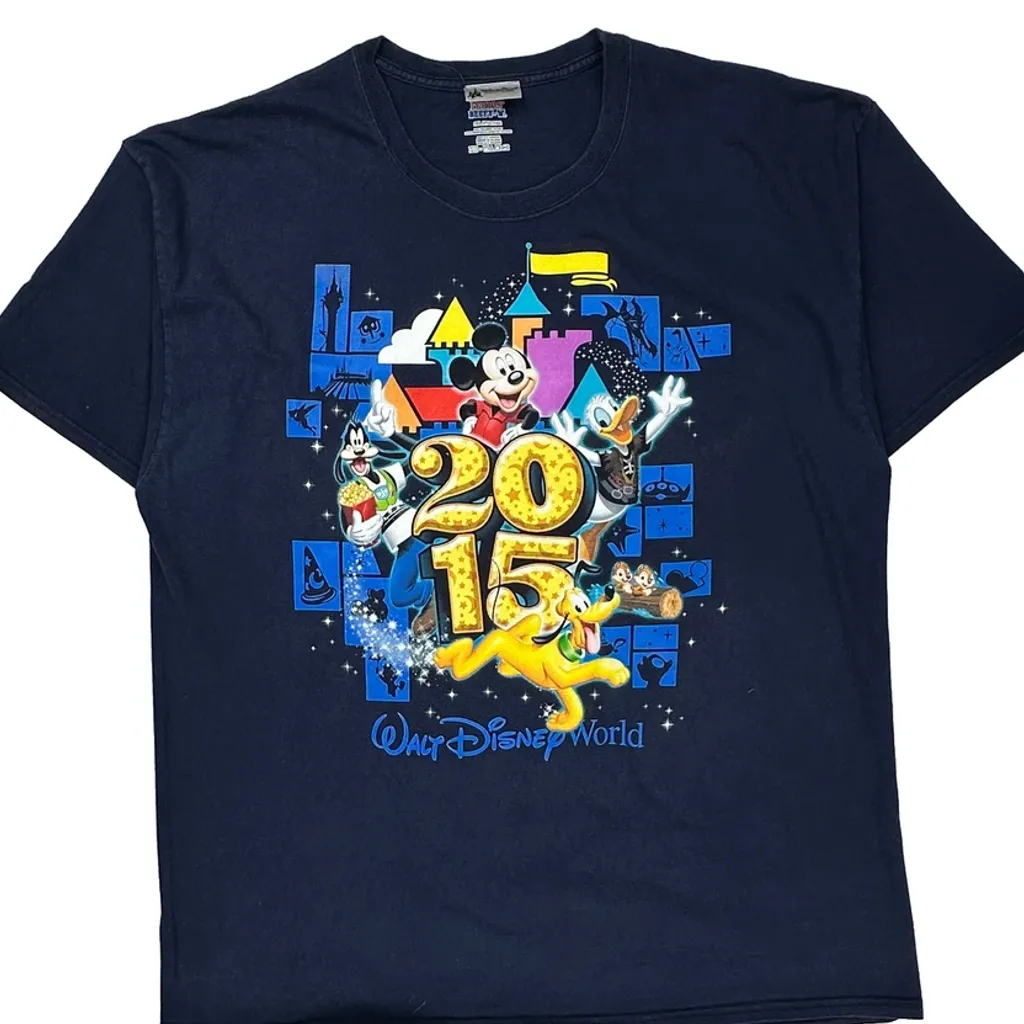Walt Disney World 2015 Disney Graphic T-Shirt - 2XL Navy Cotton - Image 5