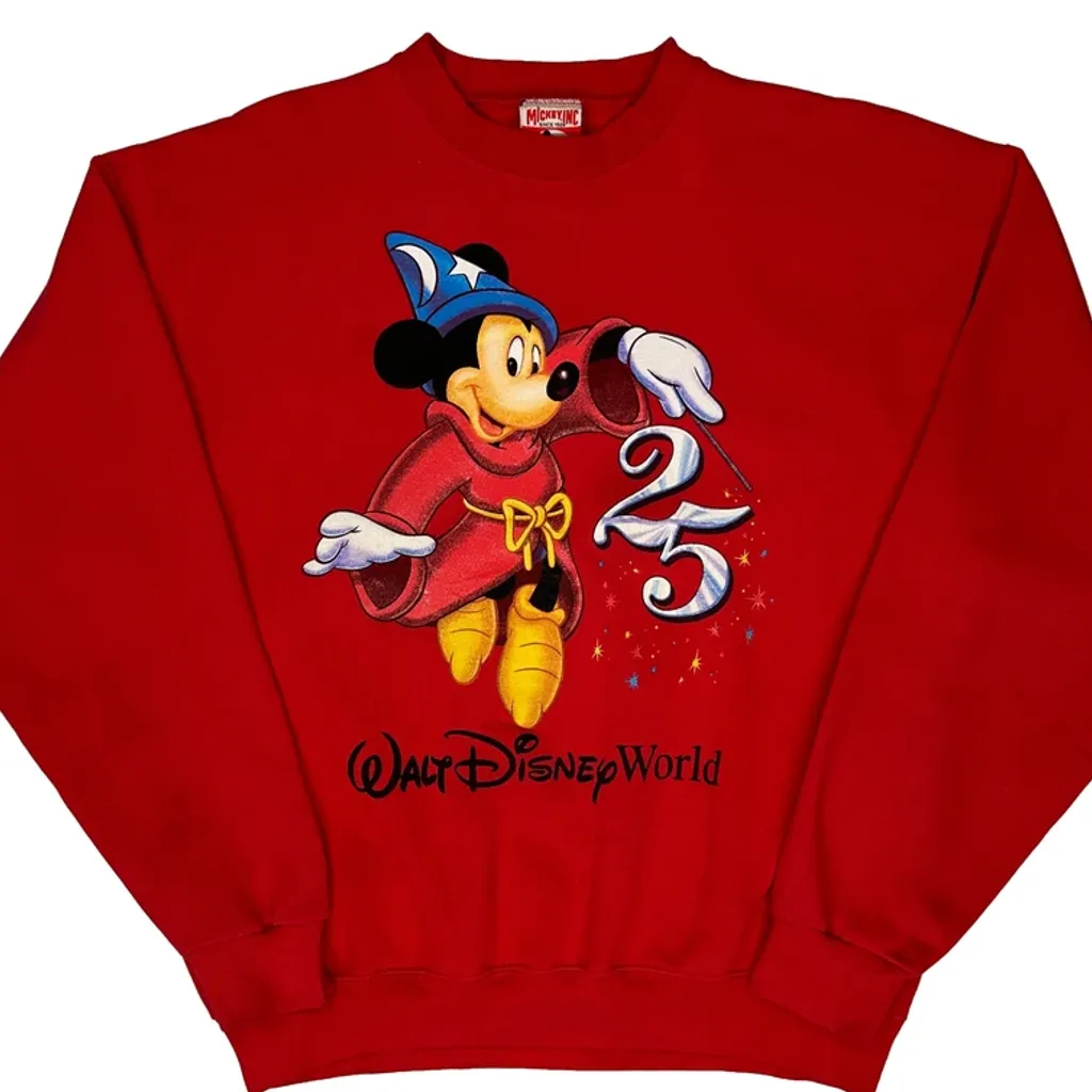 Walt Disney World 25Th Anniversary Mickey Inc Graphic Sweatshirt - Large Red Cotton - Image 5