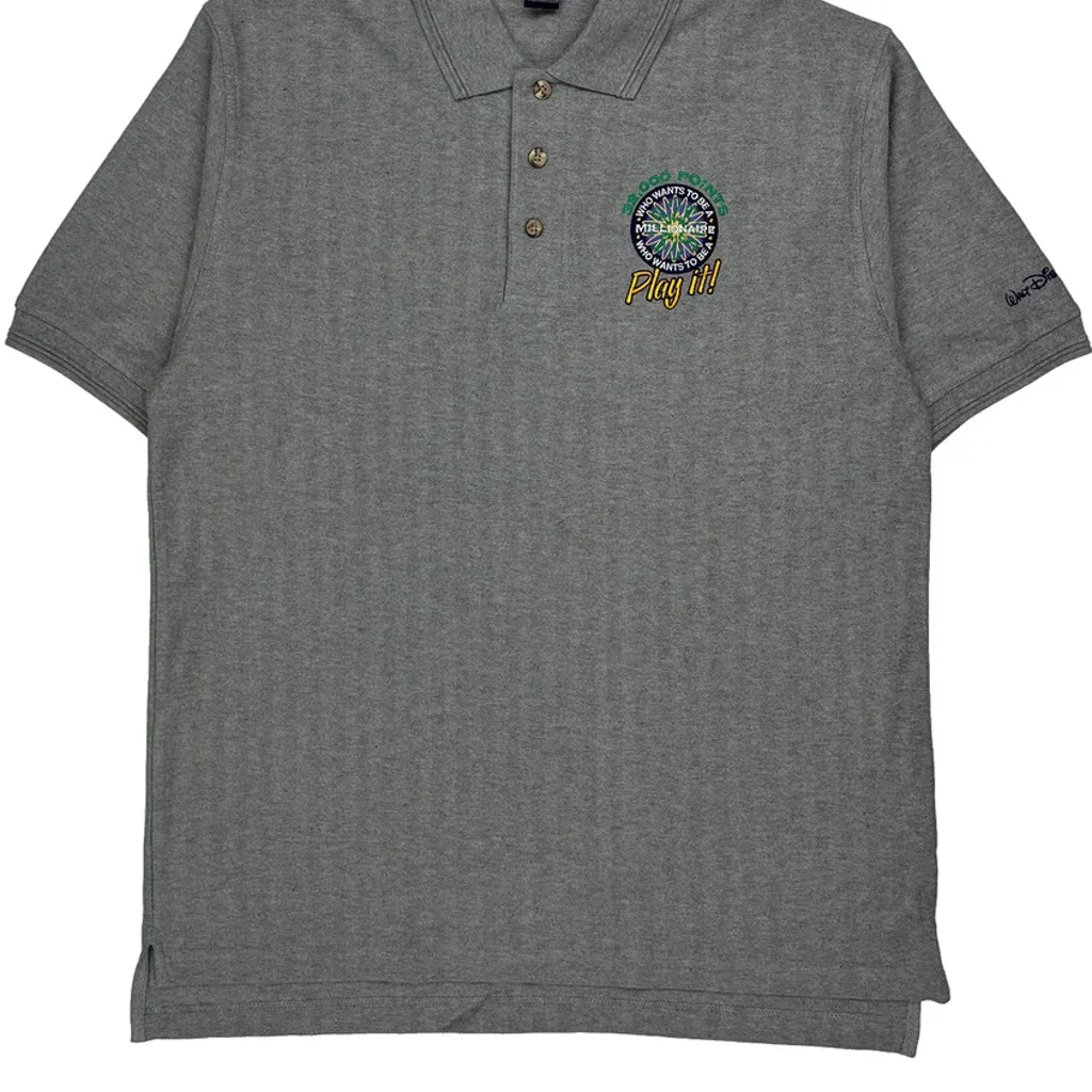 Walt Disney World Disney Graphic Polo Shirt - Medium Grey Cotton - Image 4