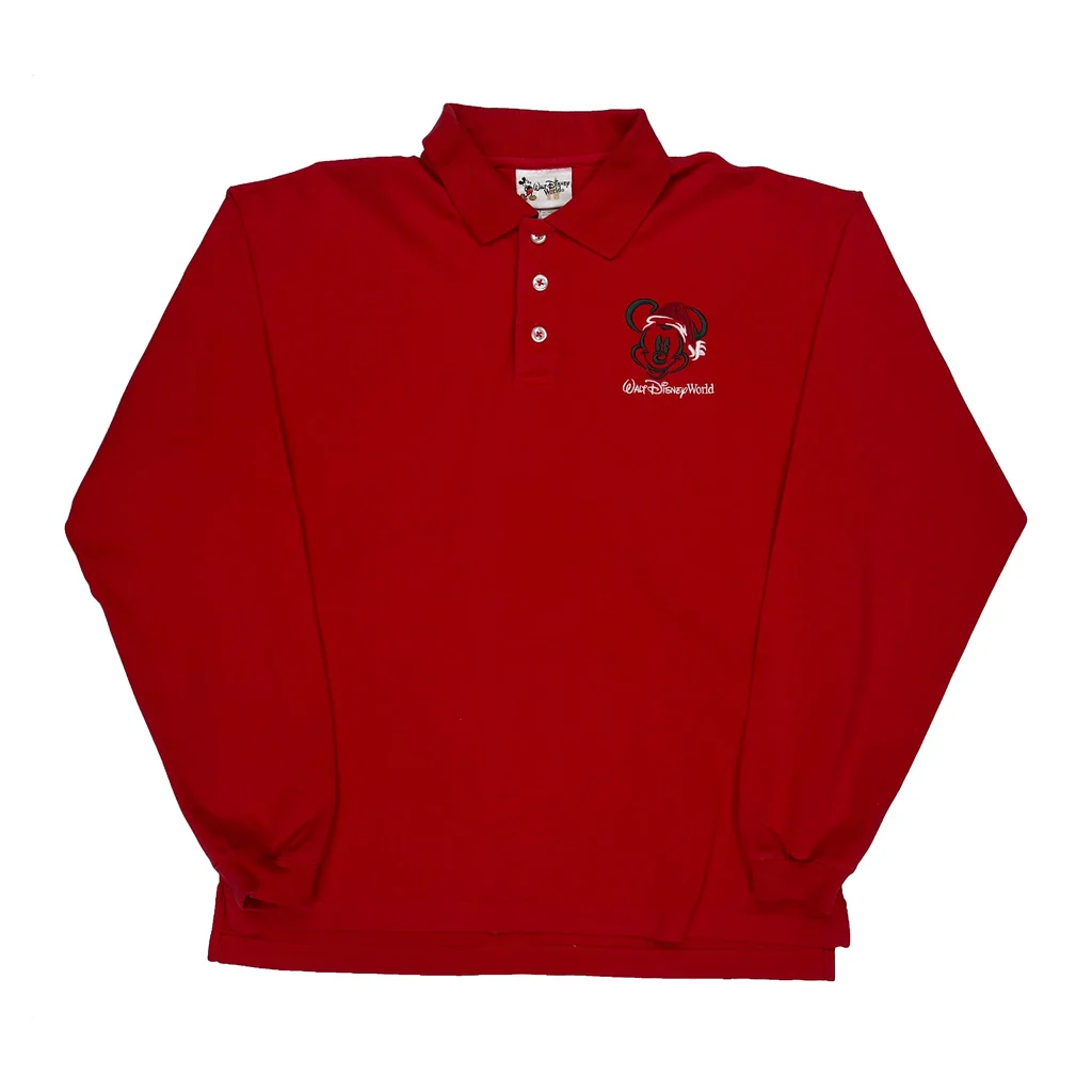 Walt Disney World Disney Graphic Polo Shirt - Small Red Cotton