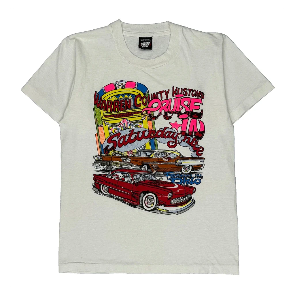 Warren County Kustoms Screen Stars Graphic T-Shirt - Small White Cotton Blend
