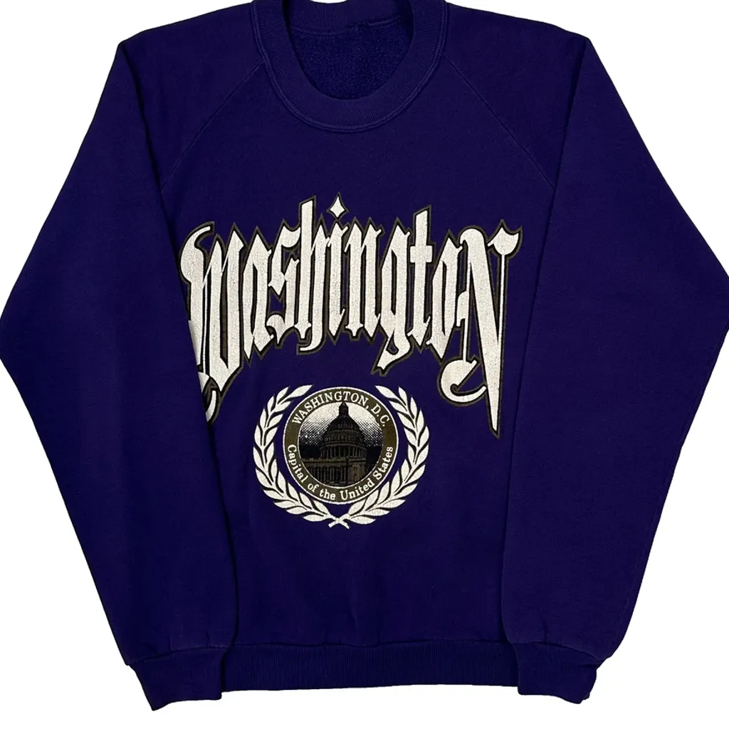 Washington D.C. Unbranded Spellout Sweatshirt - Small Purple Cotton - Image 4