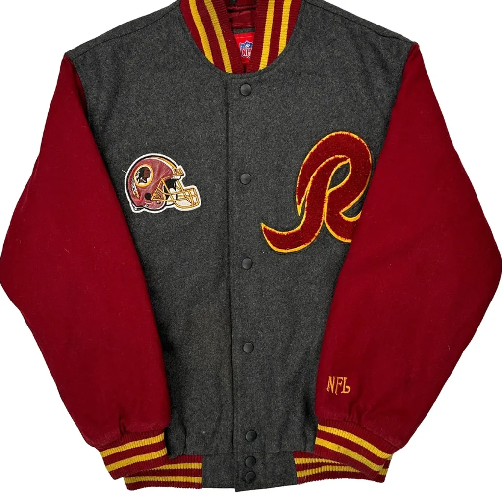 Washington Redskins Nfl Varsity Jacket - Medium Grey Wool Blend - Image 5