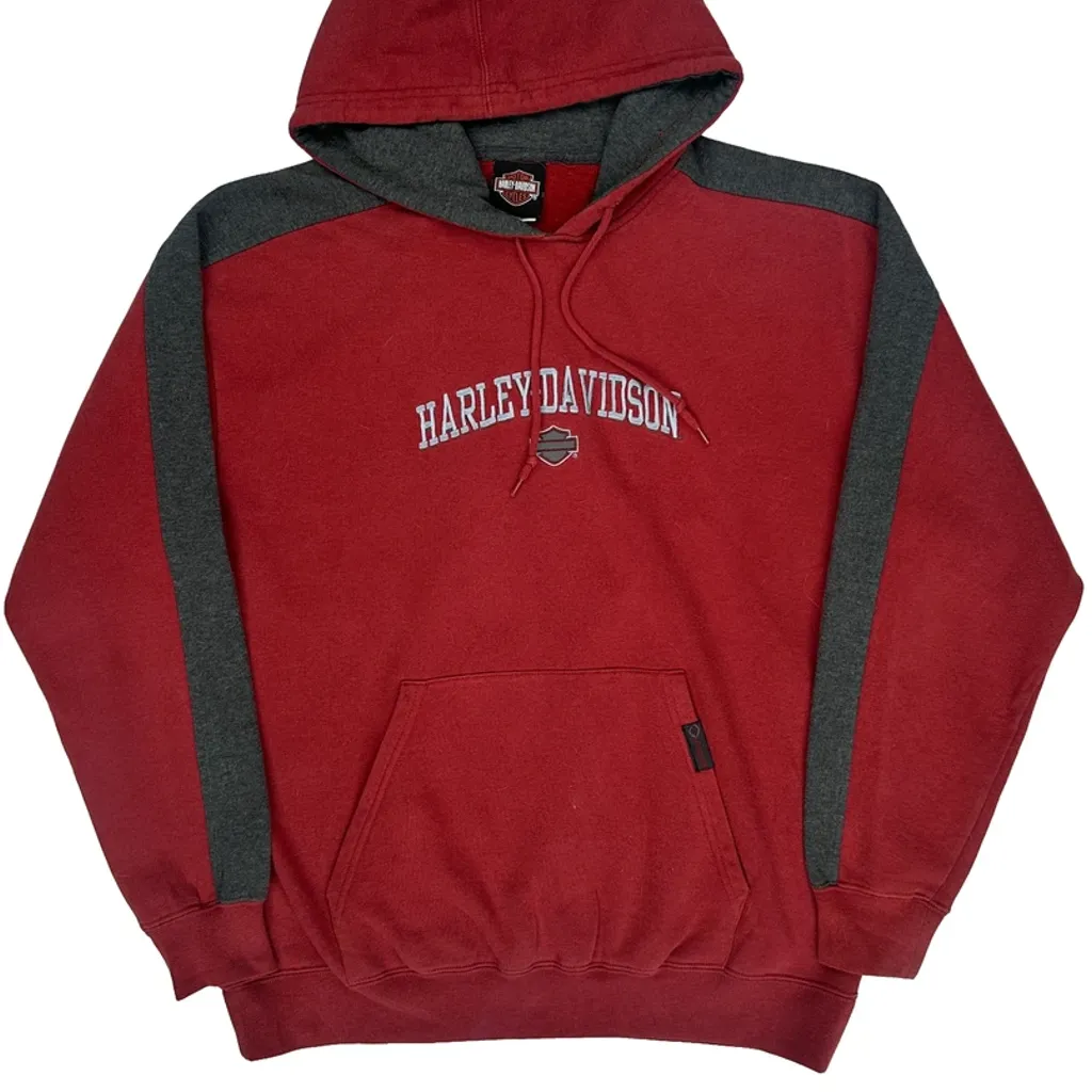 Waukon Harley-Davidson Harley Davidson Spellout Hoodie - Large Red Cotton - Image 4