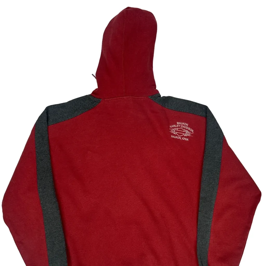 Waukon Harley-Davidson Harley Davidson Spellout Hoodie - Large Red Cotton - Image 6
