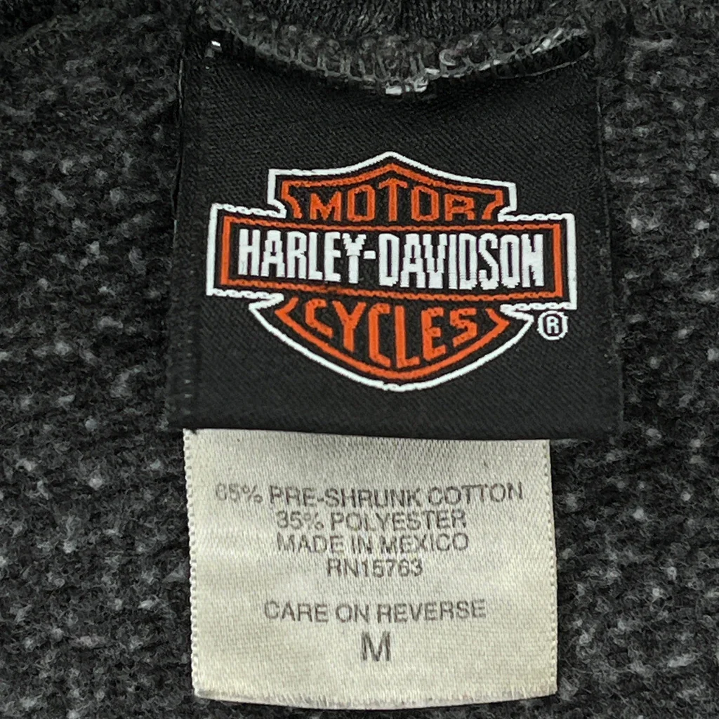 Waukon Harley Davidson Graphic Hoodie - Medium Grey Cotton Blend - Image 3