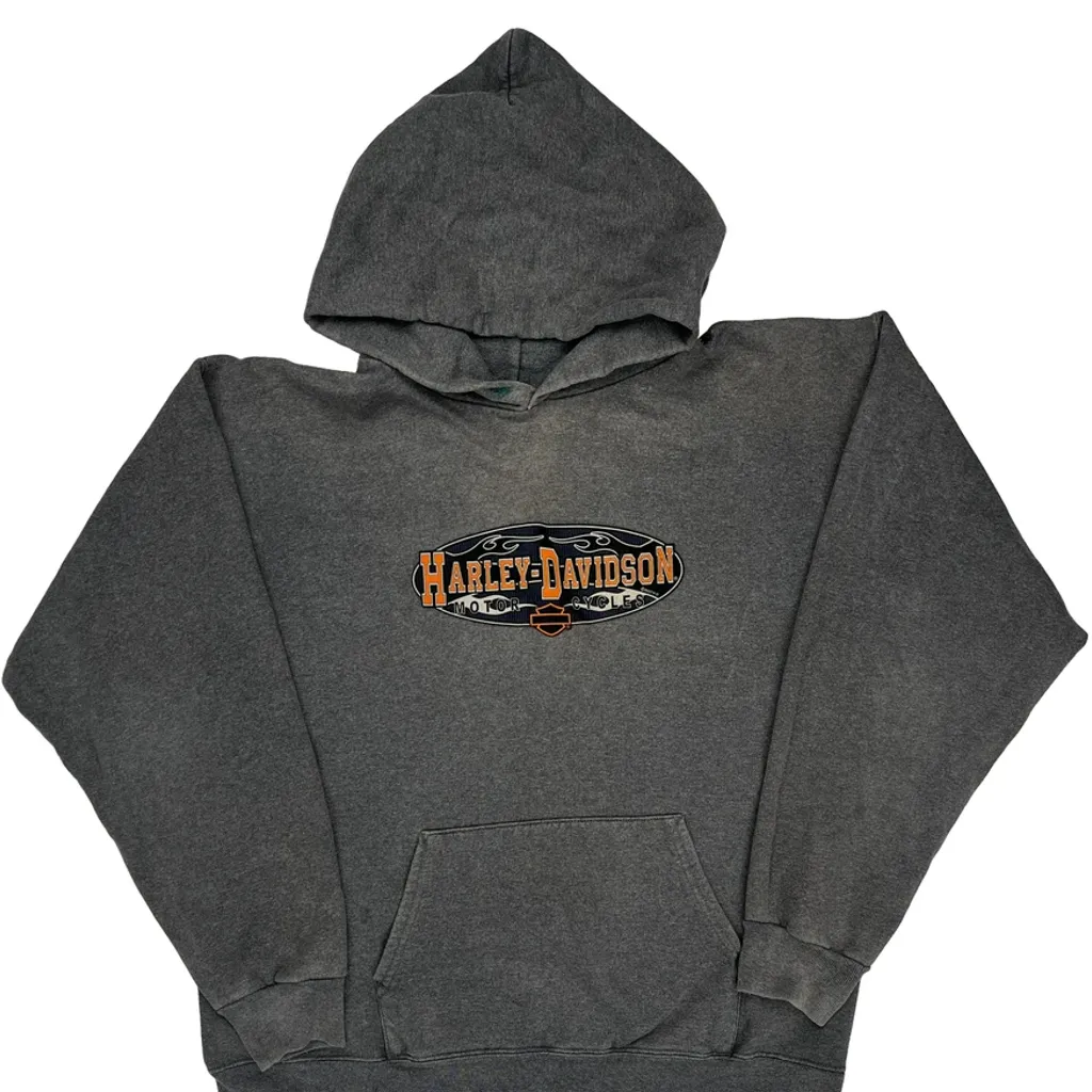 Waukon Harley Davidson Graphic Hoodie - Medium Grey Cotton Blend - Image 4