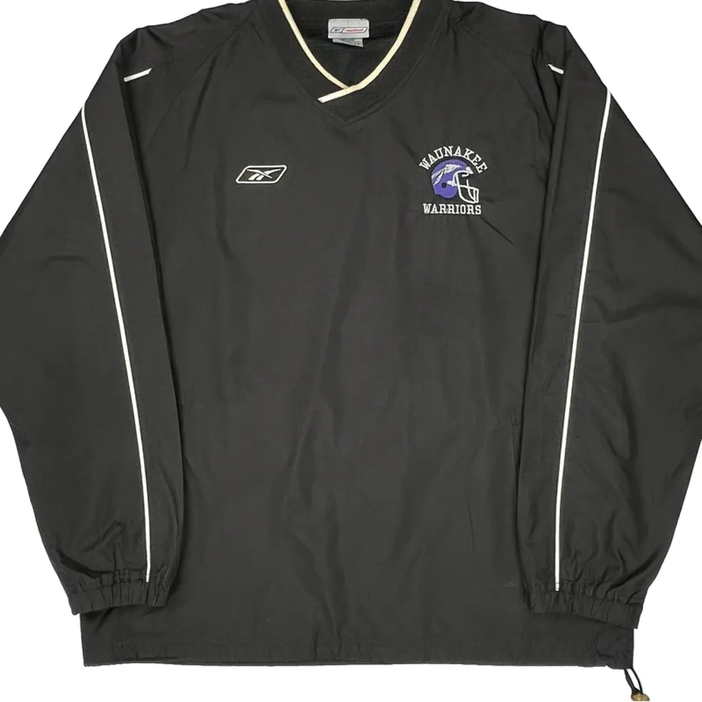 Waunakee Warriors Reebok Football Windbreaker - Large Black Polyester - Image 5