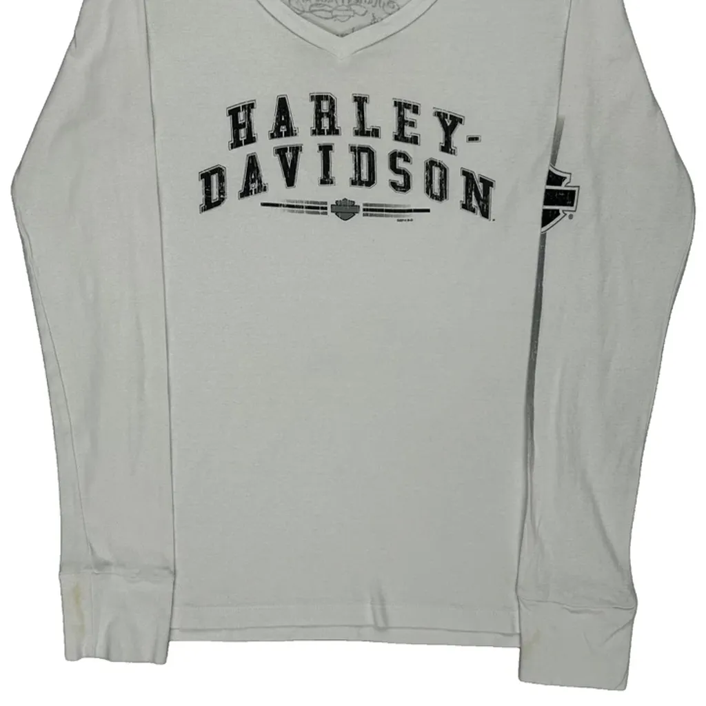 Wausau Wisconsin Harley Davidson Long Sleeve T-Shirt - Large White Cotton - Image 4