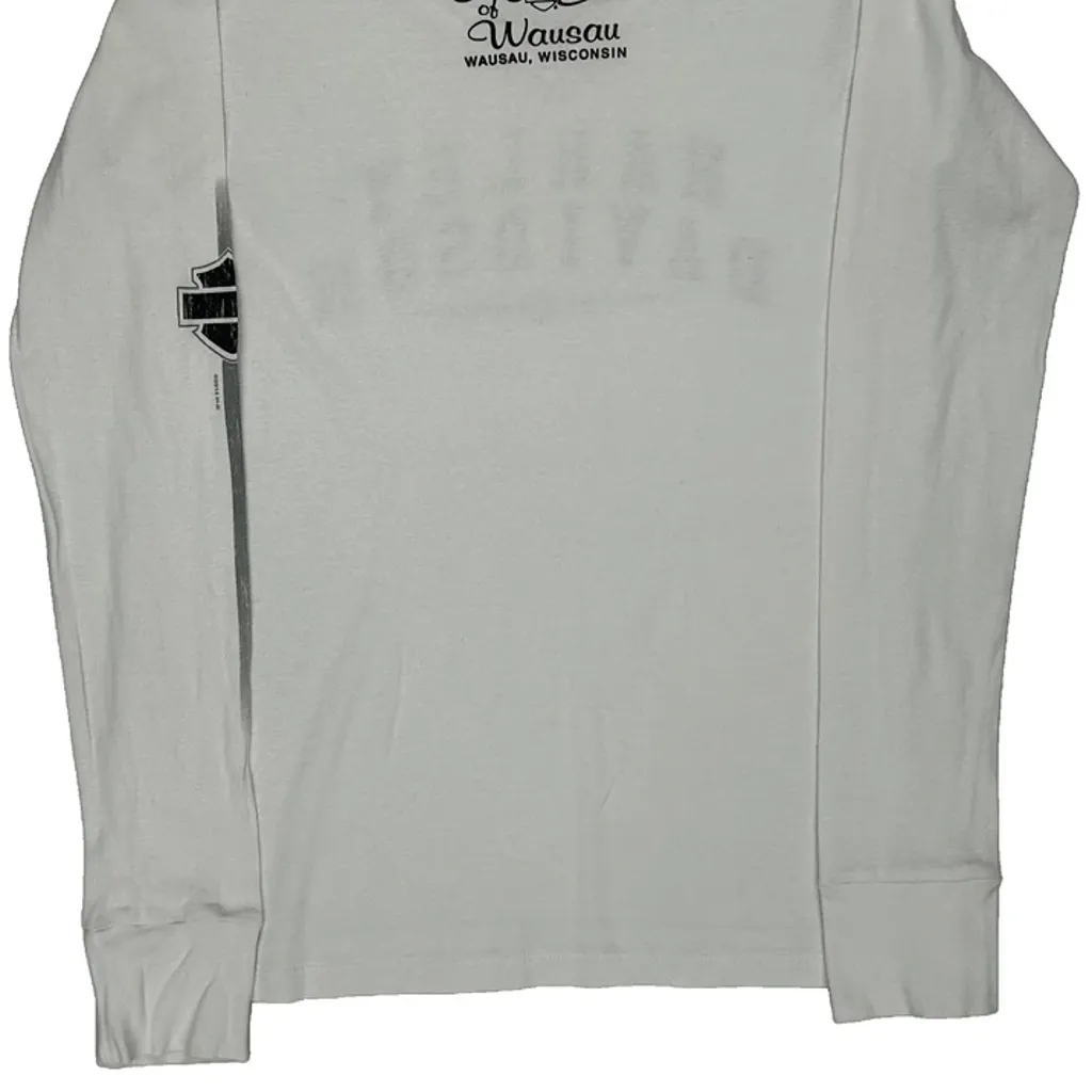 Wausau Wisconsin Harley Davidson Long Sleeve T-Shirt - Large White Cotton - Image 7