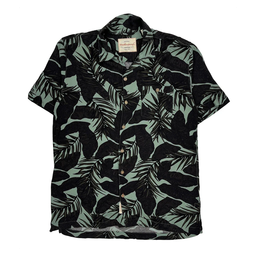 Weatherproof Floral Hawaiian Shirt - Medium Black Cotton
