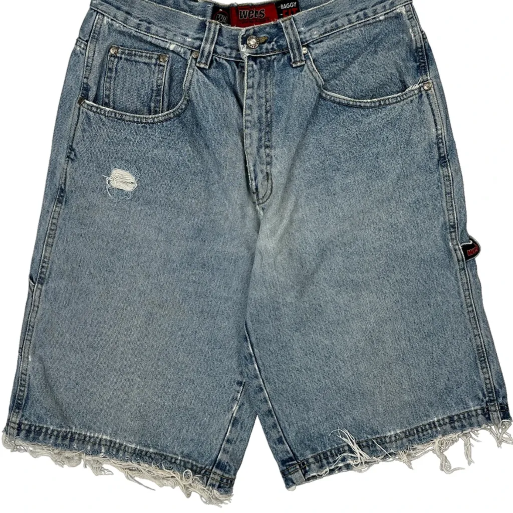 Webs Baggy Denim Shorts - 30W 12L Blue Denim - Image 9