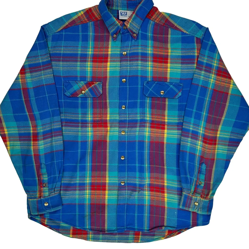 Wenaas Checked Flannel Shirt - XL Blue Cotton - Image 5