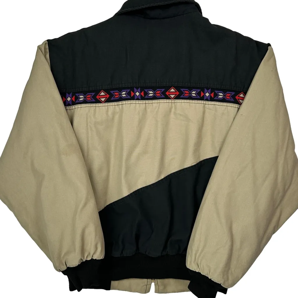 Western Frontier Aztec Bomber Jacket - Large Beige Cotton - Image 6