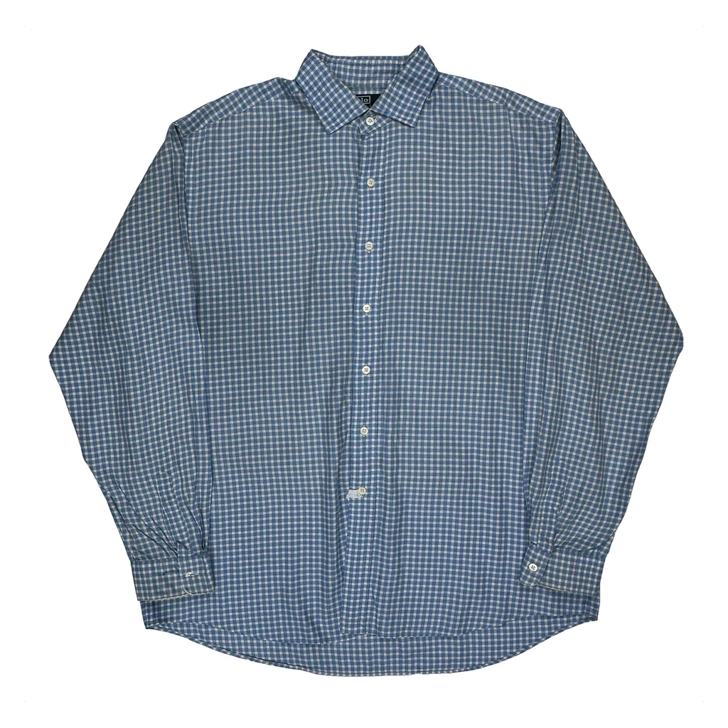 Westerton Fine Two-Ply 100'S Polo By Ralph Lauren Checked Shirt - XL Blue Cotton