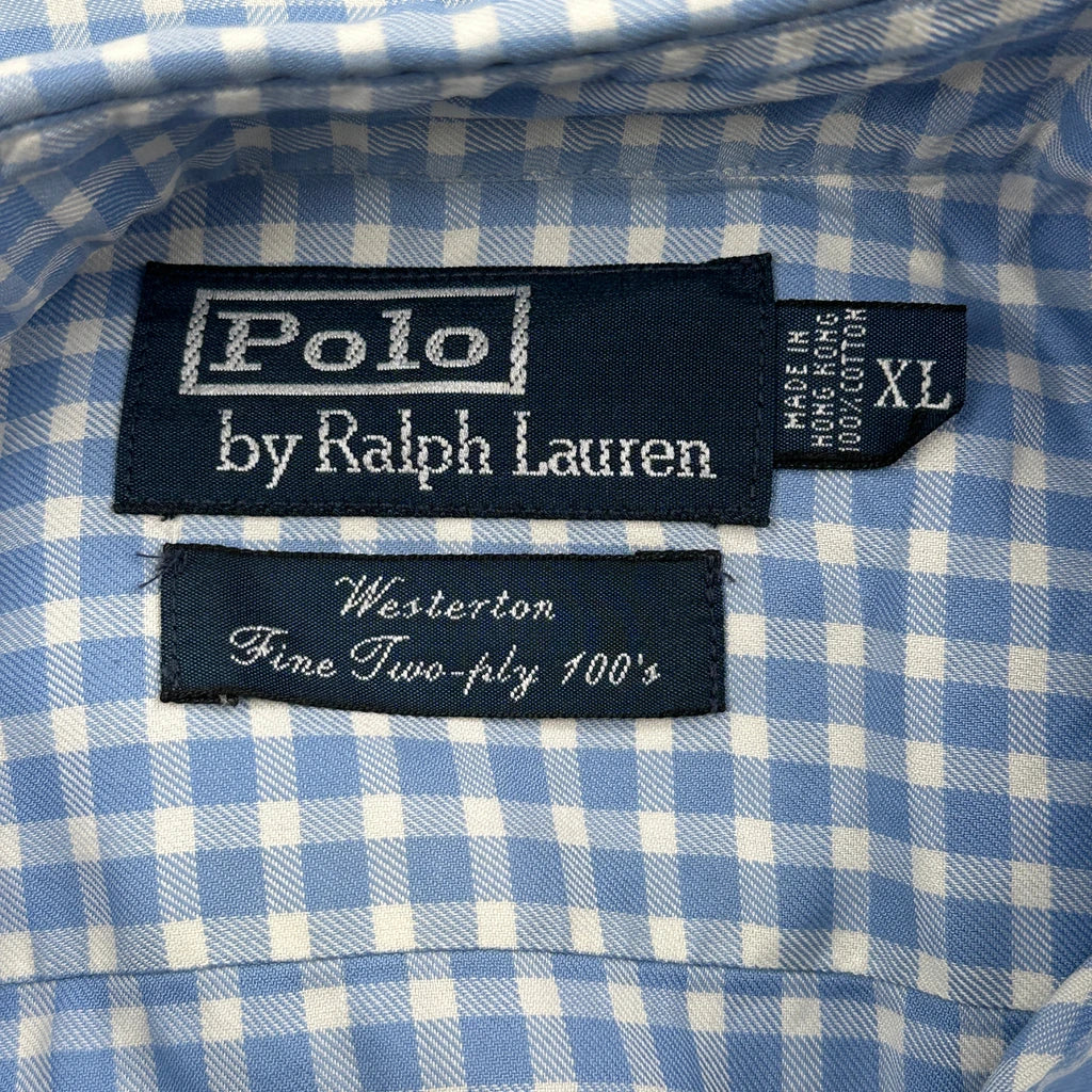 Westerton Fine Two-Ply 100'S Polo By Ralph Lauren Checked Shirt - XL Blue Cotton - Image 3