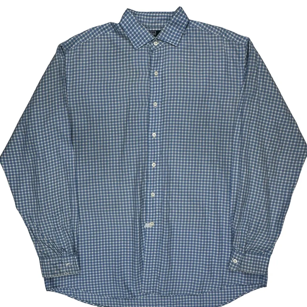 Westerton Fine Two-Ply 100'S Polo By Ralph Lauren Checked Shirt - XL Blue Cotton - Image 4