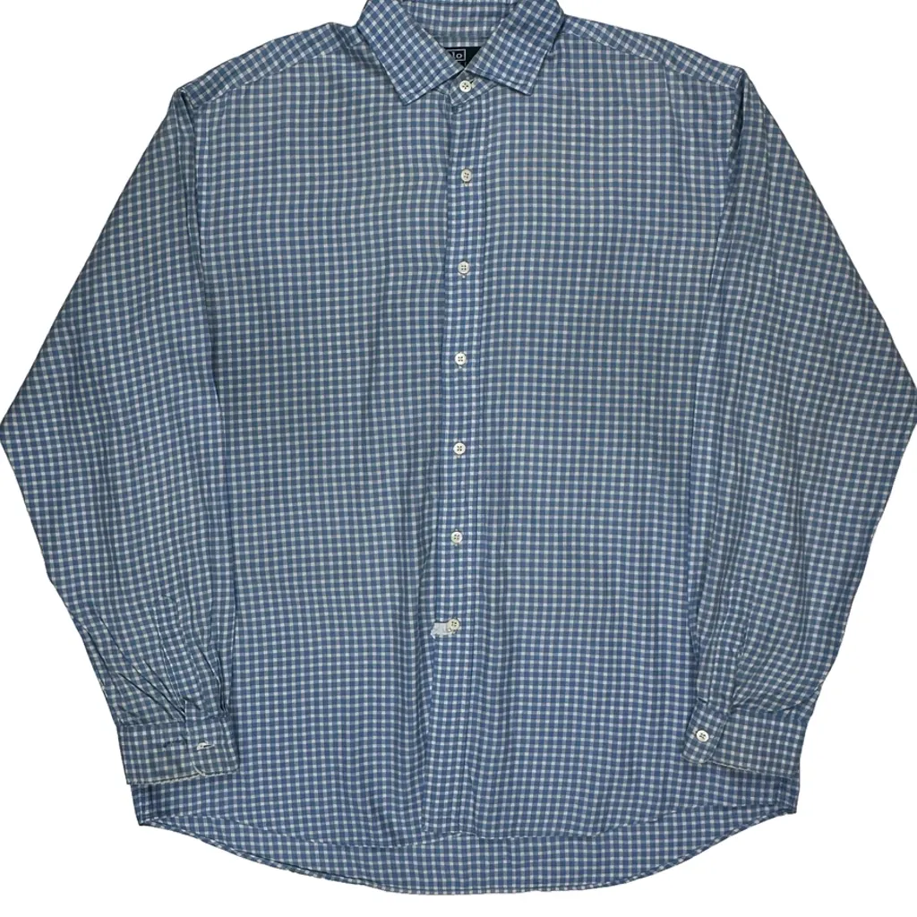 Westerton Fine Two-Ply 100'S Polo By Ralph Lauren Checked Shirt - XL Blue Cotton - Image 5