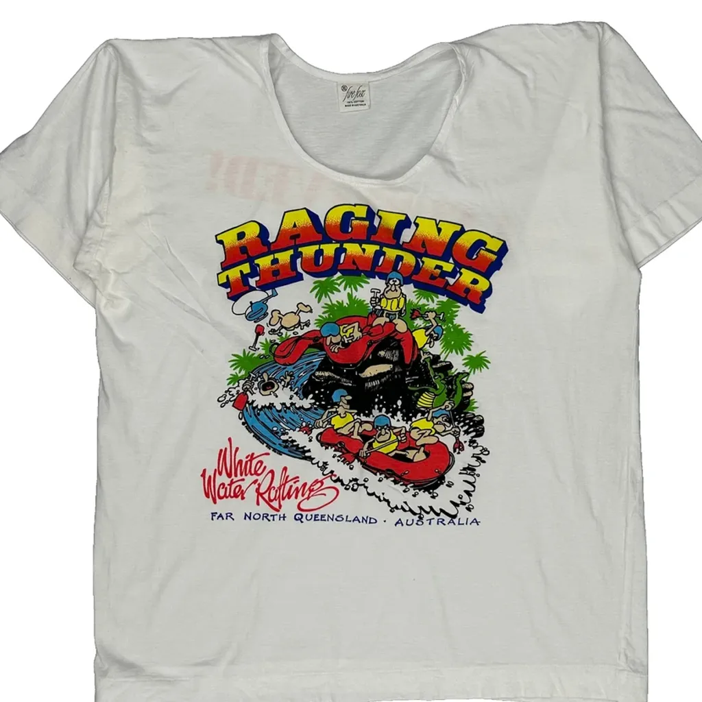 White Water Rafting Unbranded Graphic T-Shirt - XL White Cotton - Image 5