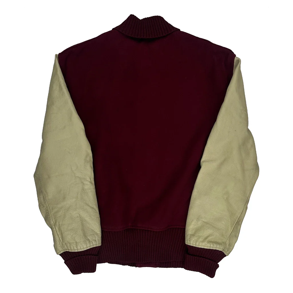 Whiting College Varsity Jacket - Large Burgundy Leather - Image 2
