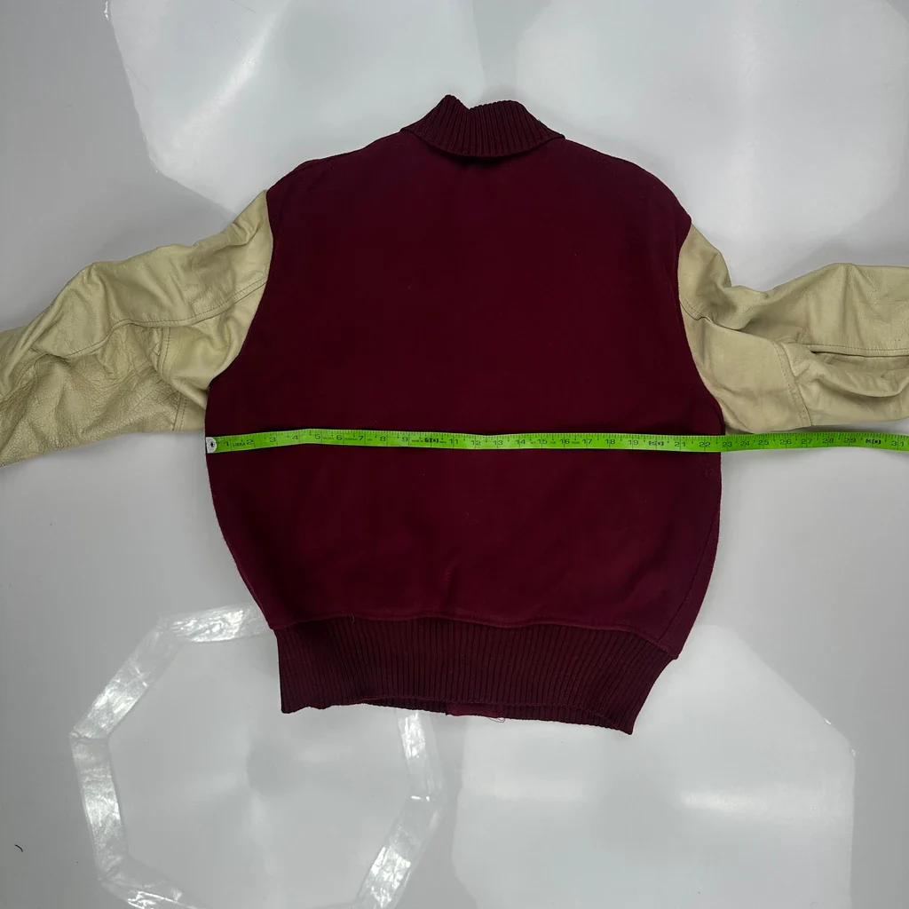 Whiting College Varsity Jacket - Large Burgundy Leather - Image 3
