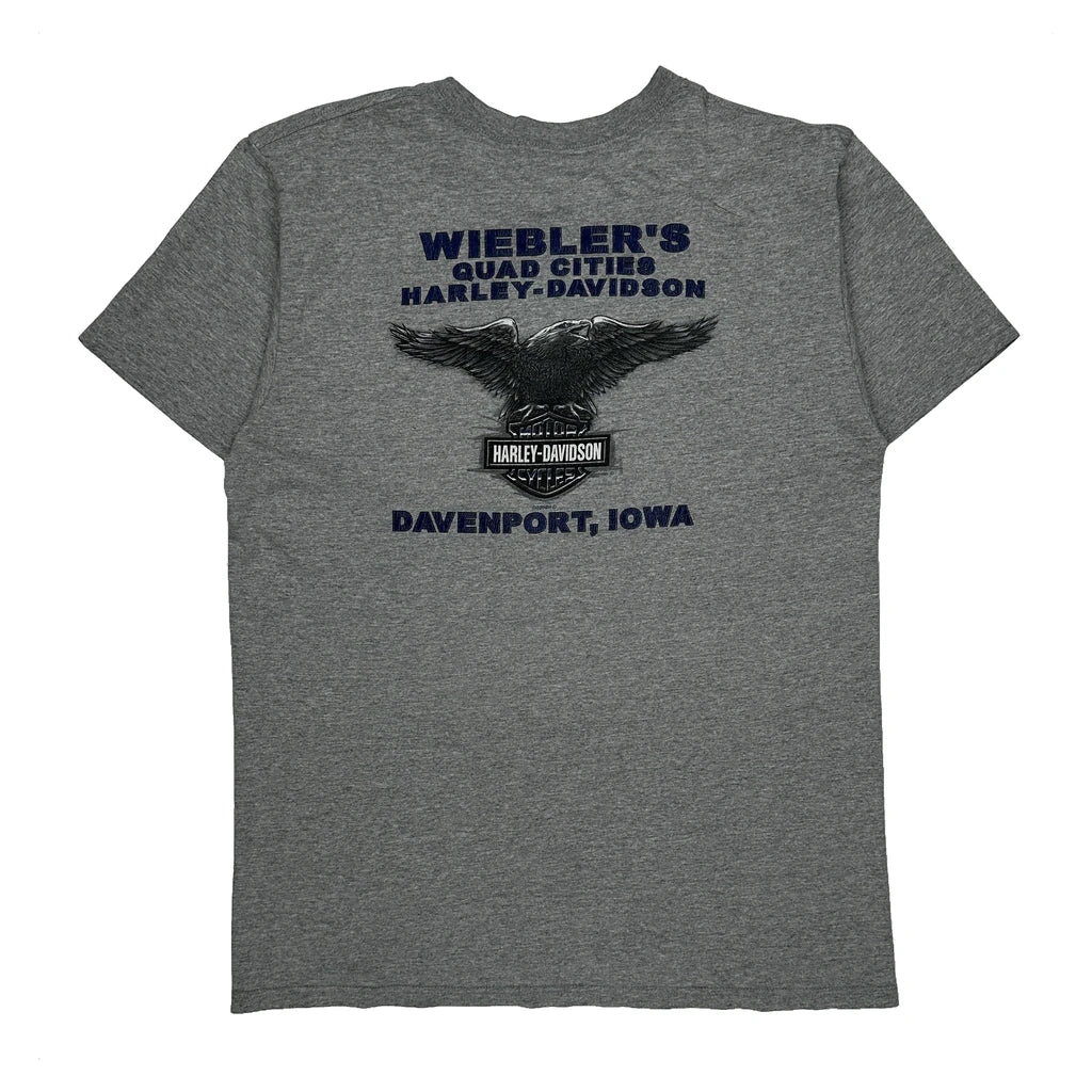 Wiebler'S Quad Cities Harley Davidson Graphic T-Shirt - Large Grey Cotton - Image 2