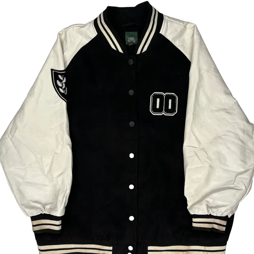 Wild Fable Varsity Jacket - 2XL Black & White Polyester - Image 4
