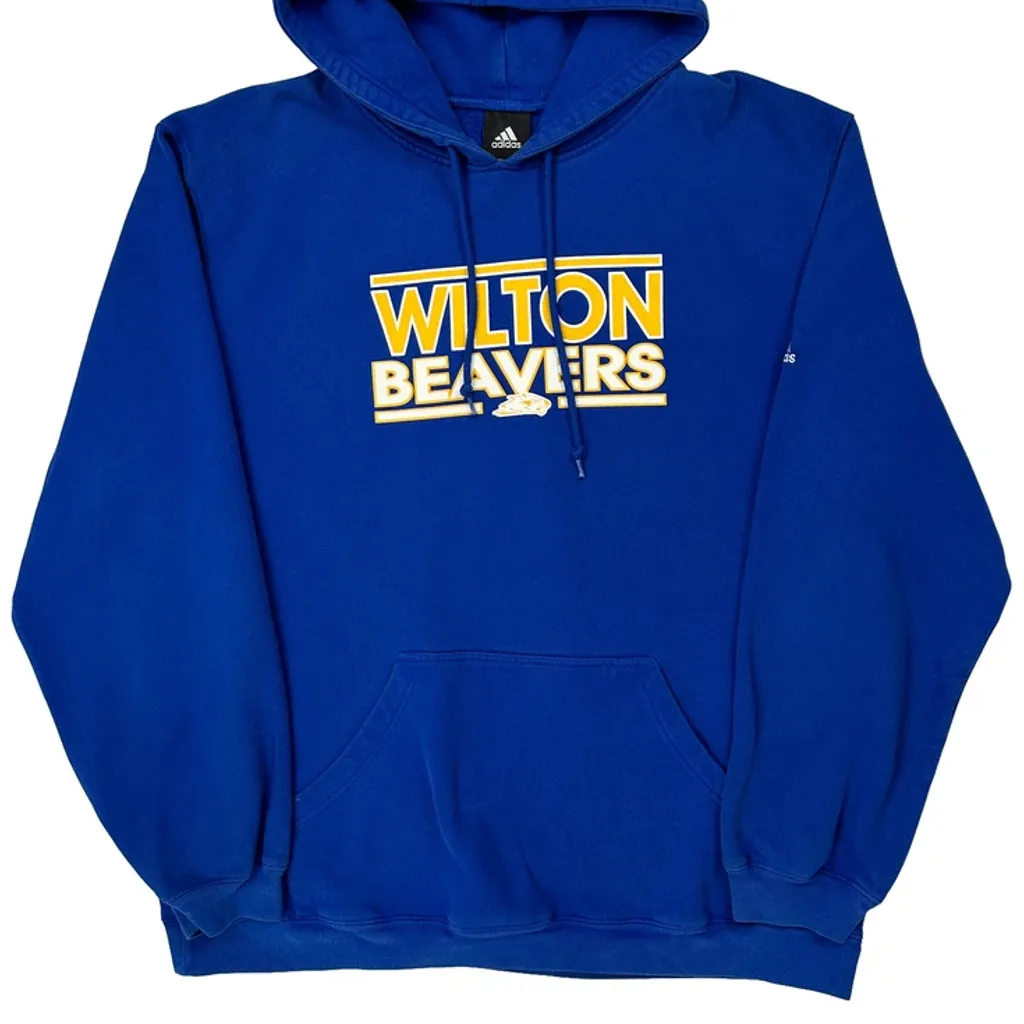 Wilton Beavers Adidas Graphic Hoodie - XL Blue Cotton Blend - Image 4