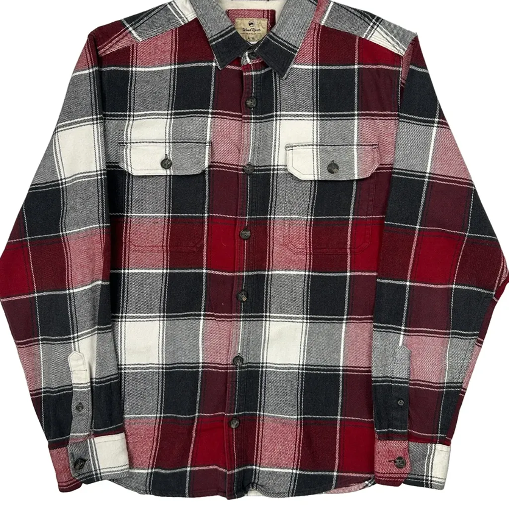 Wind River Checked Flannel Shirt - Large Red Cotton - Image 5