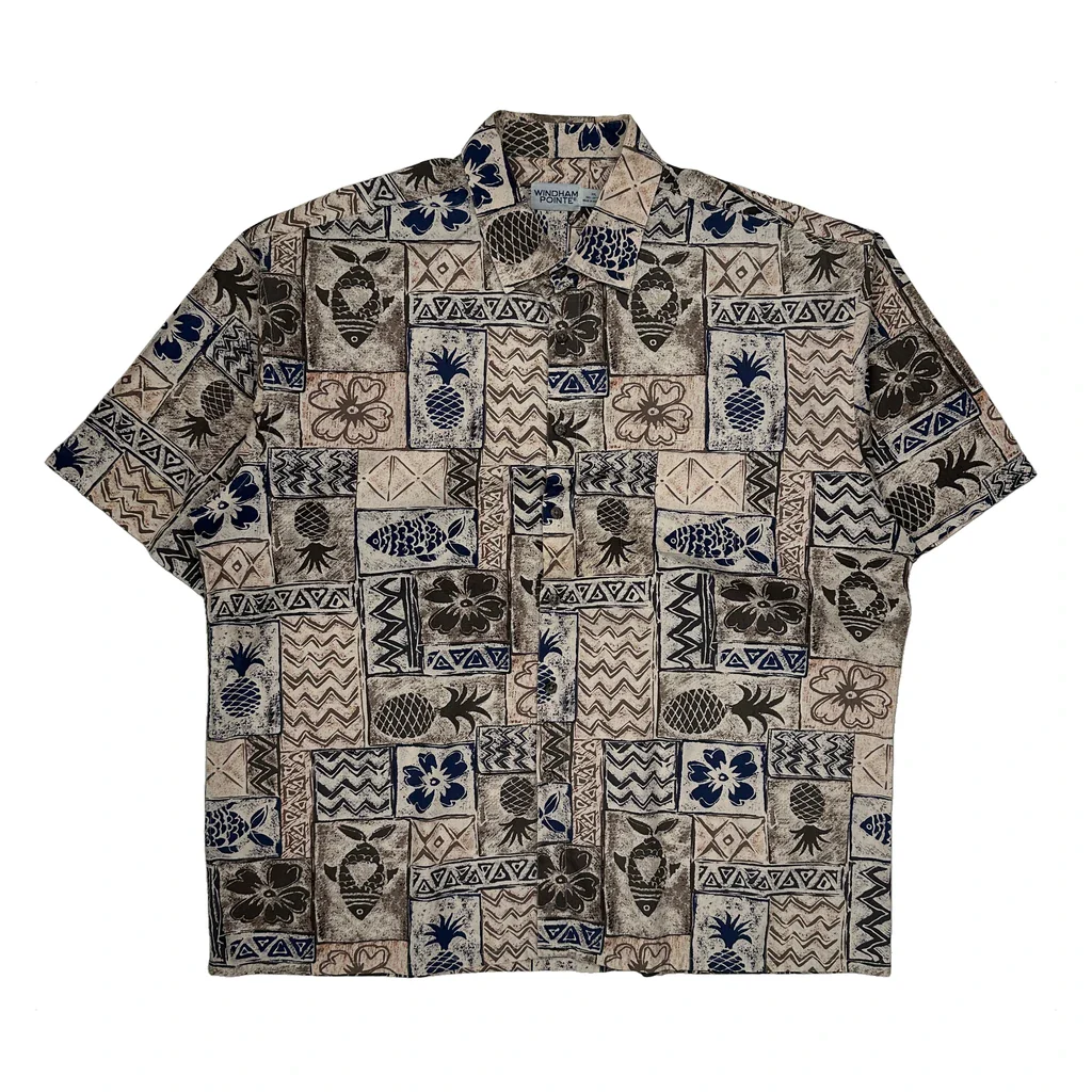 Windham Pointe Hawaiian Shirt - 2XL Beige Cotton