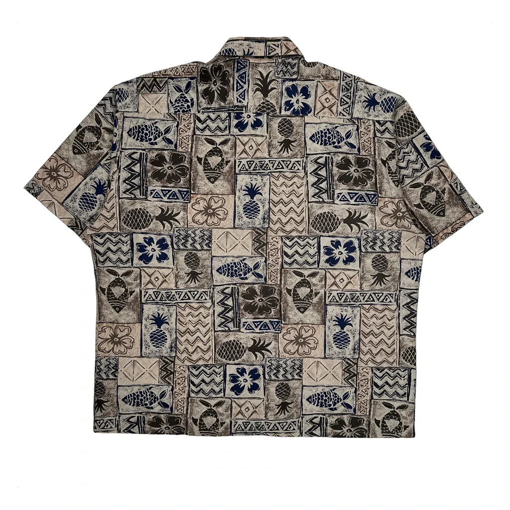Windham Pointe Hawaiian Shirt - 2XL Beige Cotton - Image 2
