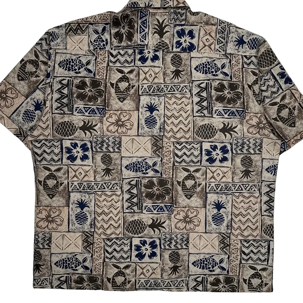 Windham Pointe Hawaiian Shirt - 2XL Beige Cotton - Image 6