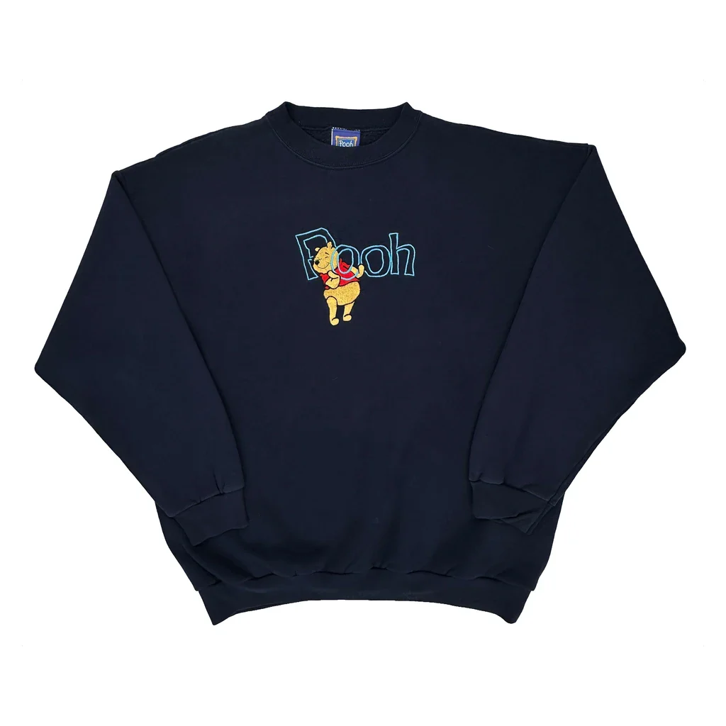 Winnie The Pooh Disney Cartoon Sweatshirt - XL Navy Cotton