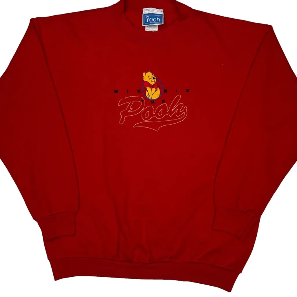Winnie The Pooh Disney Cartoon Sweatshirt - Large Red Cotton - Image 4