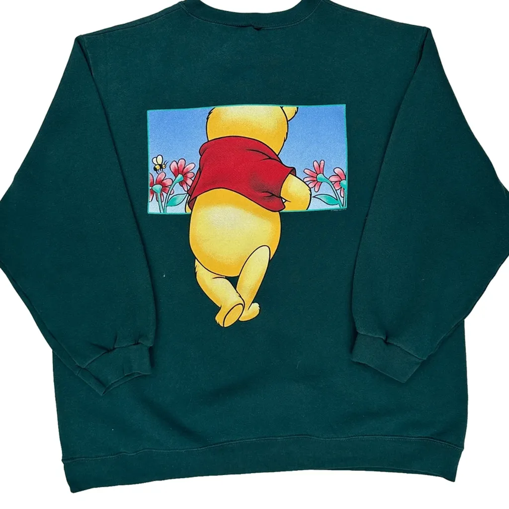 Winnie The Pooh Disney Cartoon Sweatshirt - 2XL Green Cotton - Image 7