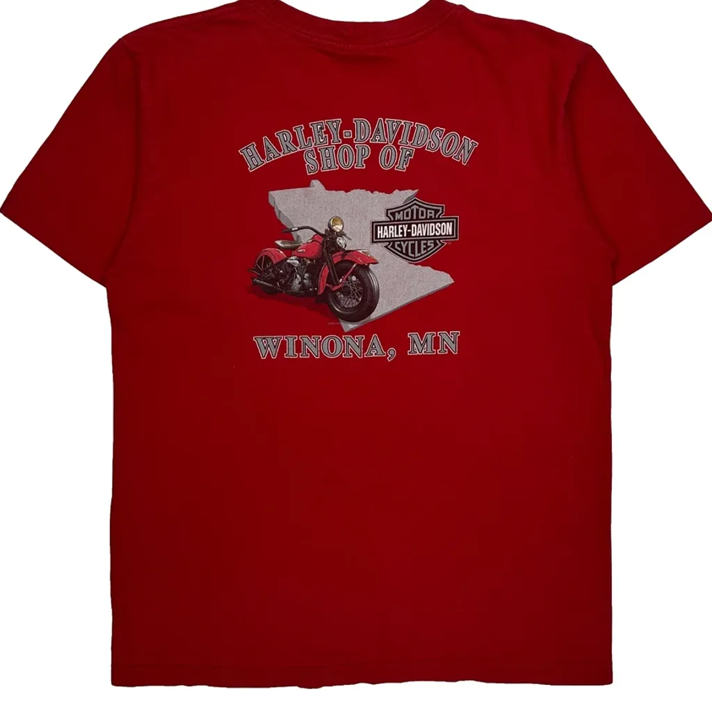 Winona, Mn Harley Davidson Graphic T-Shirt - Large Red Cotton - Image 9