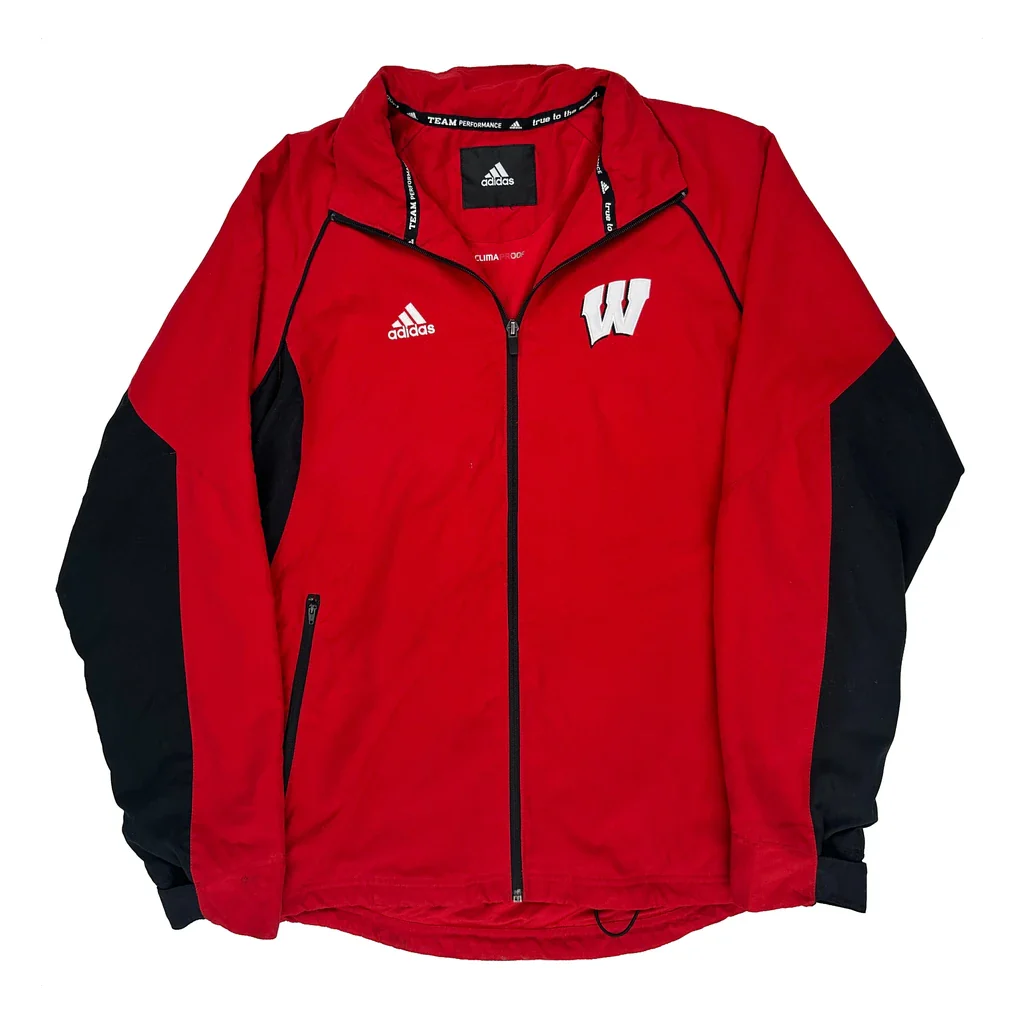 Wisconsin Adidas Track Jacket - Medium Red Polyester