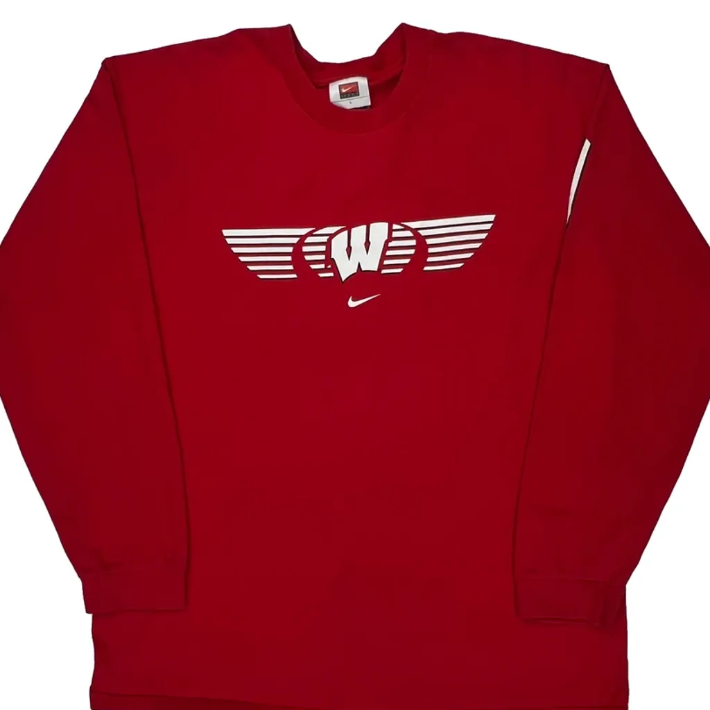Wisconsin Nike College Long Sleeve T-Shirt - Large Red Cotton - Image 5