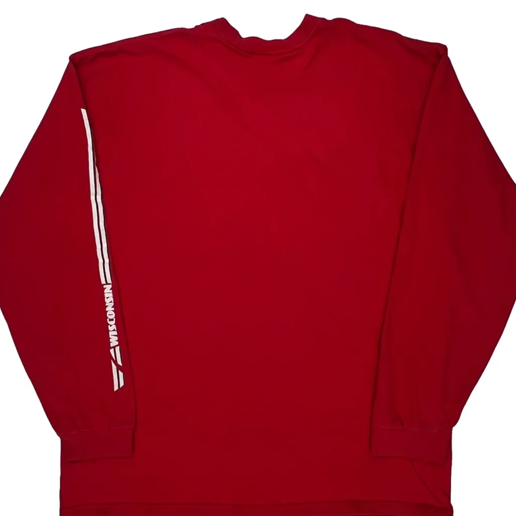 Wisconsin Nike College Long Sleeve T-Shirt - Large Red Cotton - Image 7