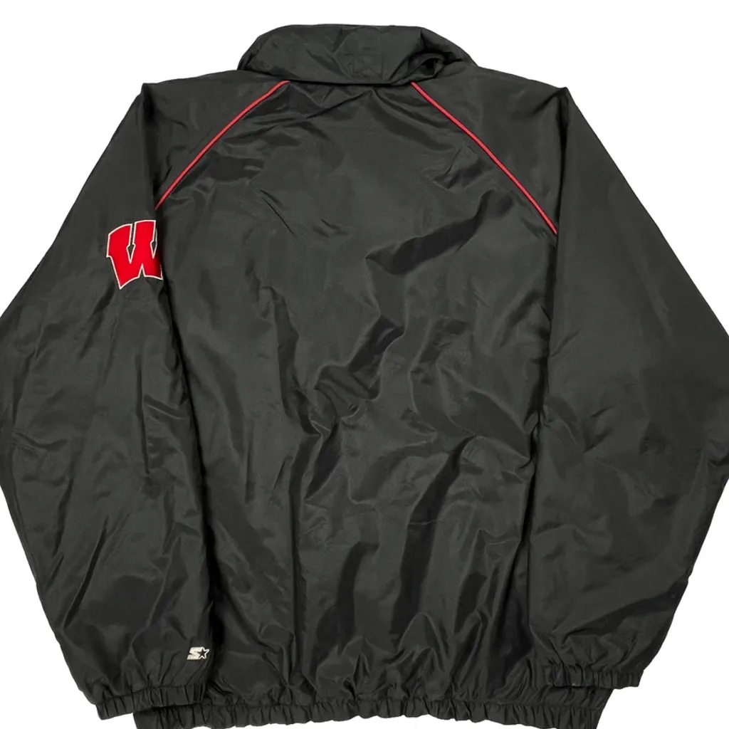 Wisconsin Starter Spellout Windbreaker - XL Black Nylon - Image 7