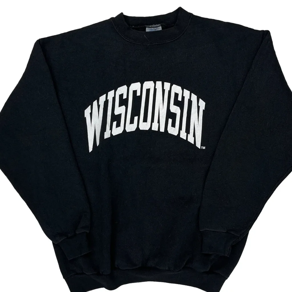 Wisconsin Unbranded College Sweatshirt - Small Black Cotton Blend - Image 5