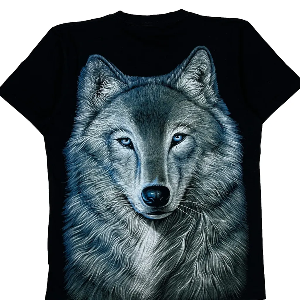 Wolf Graphic Unbranded Single Stitch T-Shirt - Large Black Cotton - Image 7